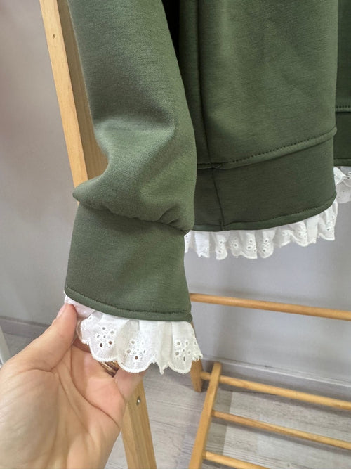 Felpa con pizzo Sangallo