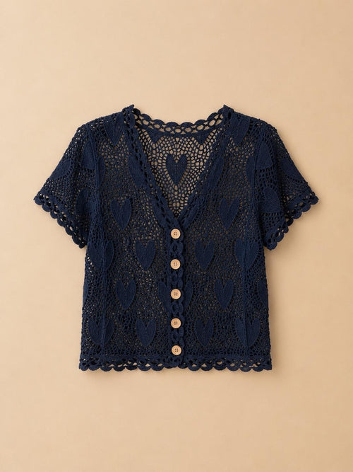 CARDIGAN TRAFORATO CON CUORI