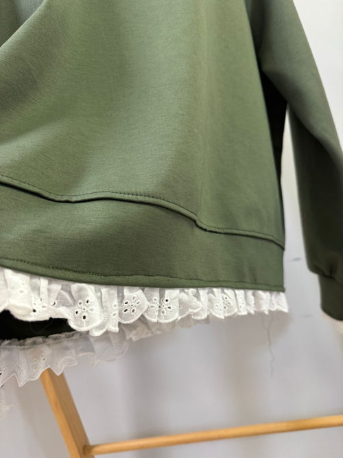 Felpa con pizzo Sangallo