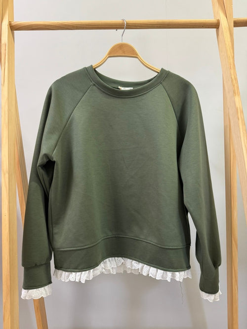 Felpa con pizzo Sangallo