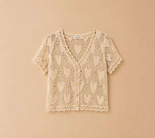 CARDIGAN TRAFORATO CON CUORI