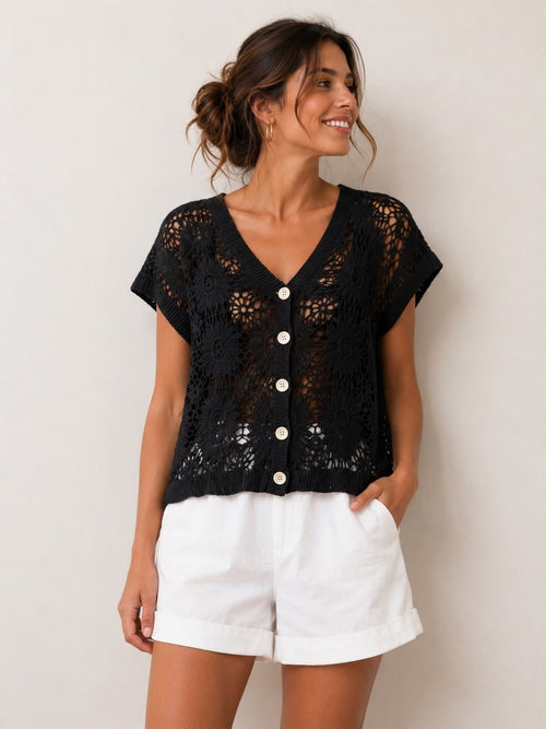 CARDIGAN TRAFORATO CON BOTTONI