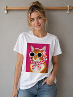 T-SHIRT CON STAMPA GATTO