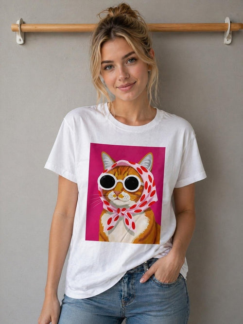 T-SHIRT CON STAMPA GATTO