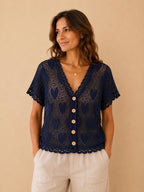 CARDIGAN TRAFORATO CON CUORI