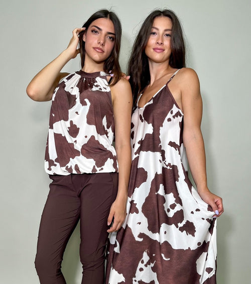 Abito Con Bretelle Cow Print