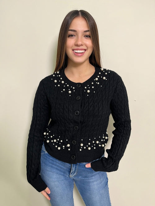 Cardigan con perle