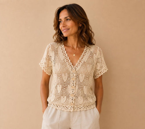 CARDIGAN TRAFORATO CON CUORI