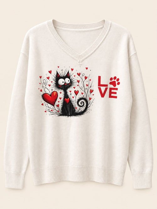MAGLIA MANICA LUNGA CON STAMPA GATTINO