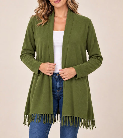 CARDIGAN CON FRANGE E STAMPA RETRO
